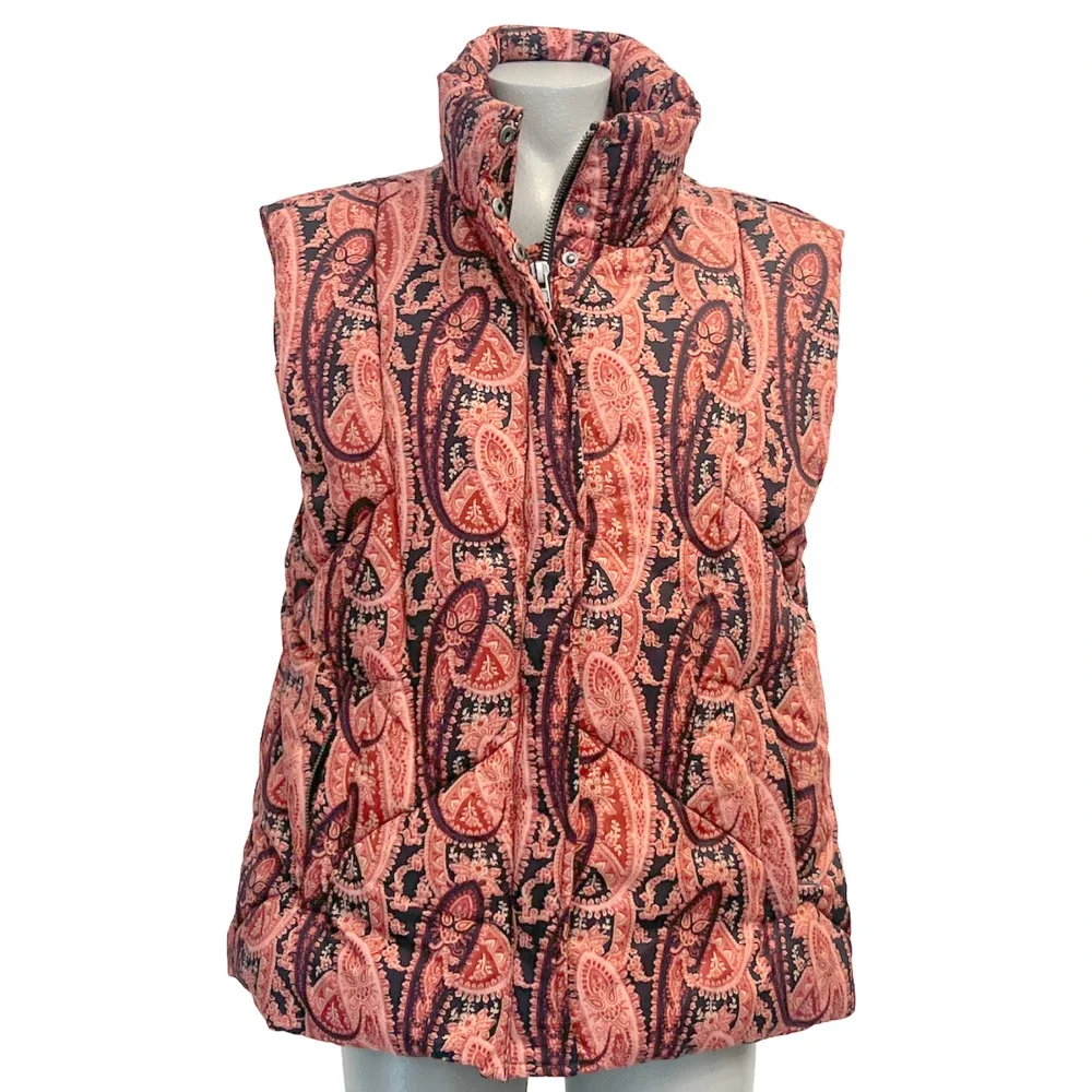 NEW FREE PEOPLE FLORA PAISLEY PUFFER VEST JACKET COAT SZ XS - Picture 8 of 12